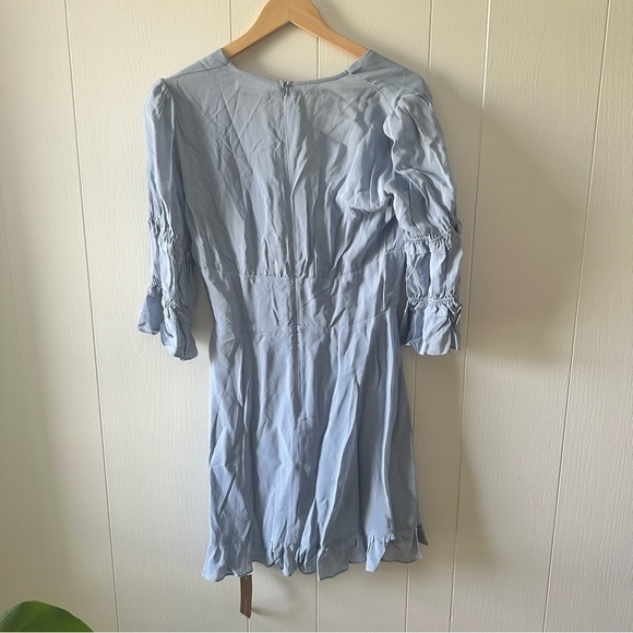 Reformation New Laurelei Ruffled Lace-up Mini Dress In Light Blue Mineral 8 nwt - Picture 6 of 7